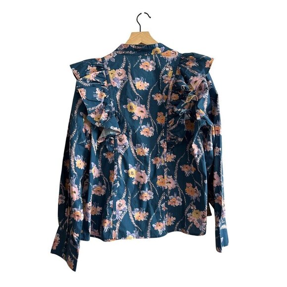 LoveShackFancy Beatrix Floral Blouse, Midnight Blush, Size L, New with tag - Picture 2 of 14